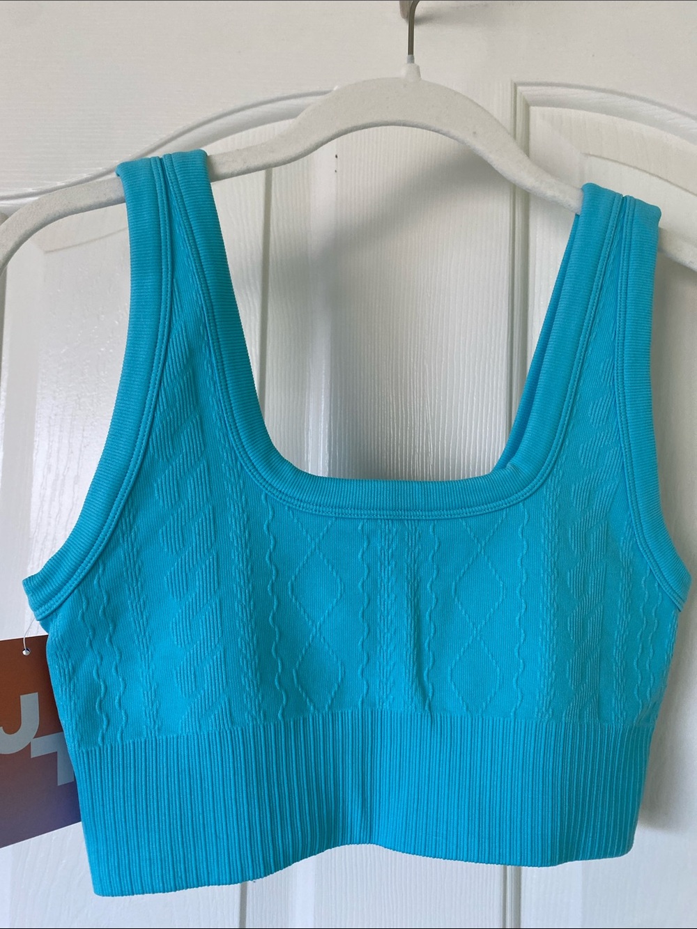 JoyLab Turquoise Ribbed Square-Neck Crop Tank
